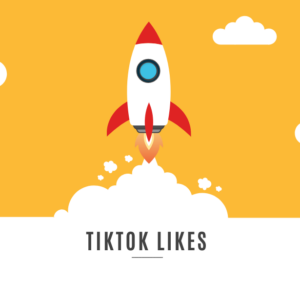 En bild av en raket som flyger, med texten 'köp TikTok-likes'